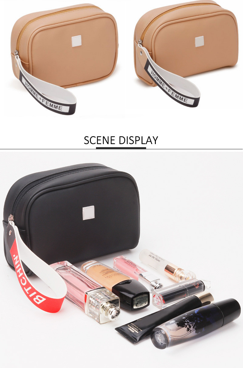Waterproof Makeup Pouch Vanity Bag Portable Makeup Cosmetics Leather Wash Bag