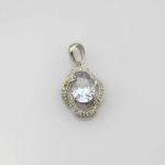 925 Silver Pendant Necklace 7x9mm Oval Lavender Amethyst Cubic Zirconia (PSJ030)