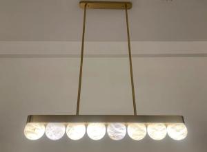 China Modern Nordic Marble Chandelier Designer High-end Minimalist Living Room Alabaster Light All Copper Dining Room Bedroom Lamp factory