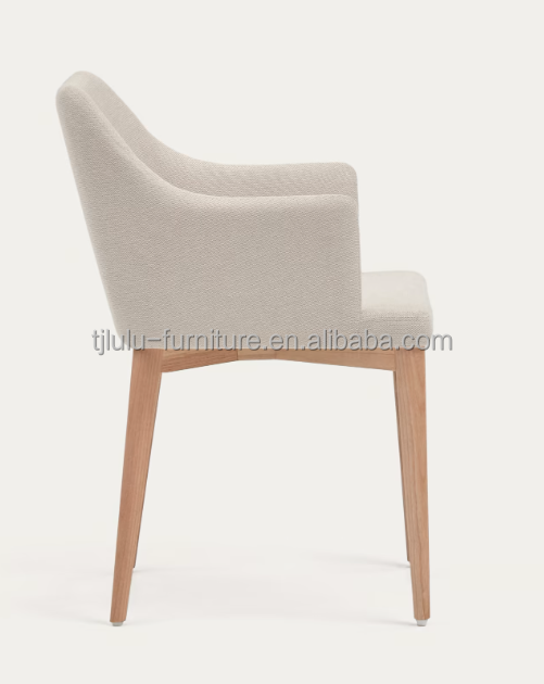 Hotel Restaurant Furniture Natural Color Upholstered Solid Wood Dining Chairs