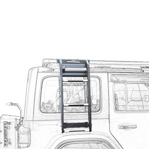 China Roof Mount 4*4 Offroad Car Auto Parts Steel Black Roof Rack With 2 Sided Ladders For Jeep Wrangler Jl factory