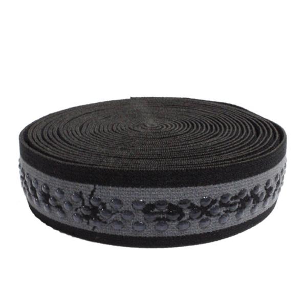China Black 2.5cm Anti Slip Webbing Fitness Silicone Elastic Gripper Tape factory