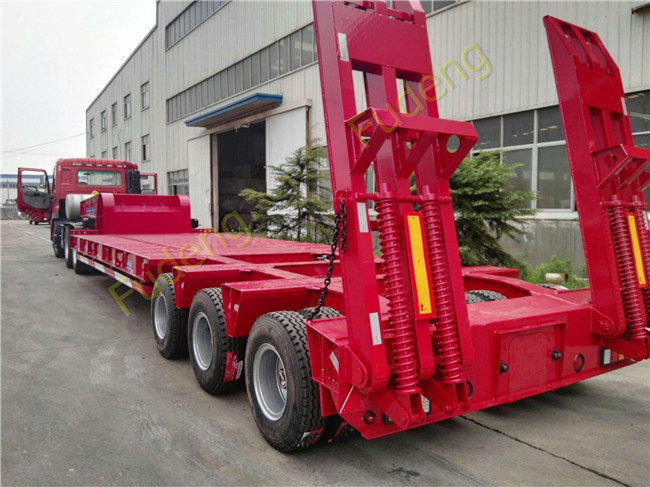 Spring Ladder Gooseneck Low Bed Semi Trailer Carrying Capacity 65 Tons