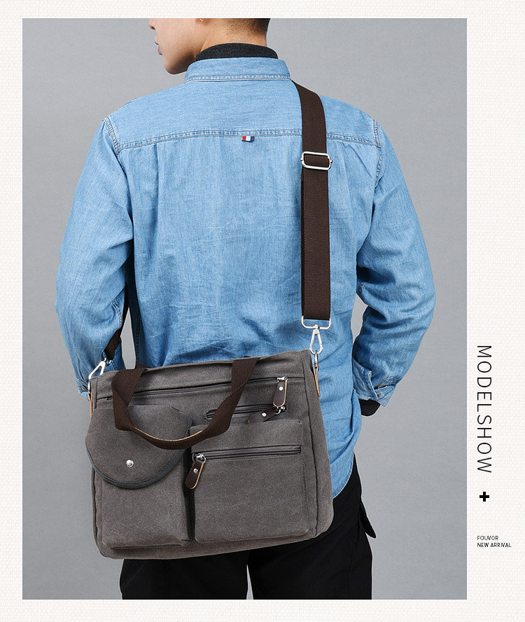 Washable Mens Canvas Briefcase Laptop Bag For 11.6 / 14 Inch Notebook Computer
