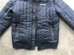 Plastic Zip Pu Leather Coat Navy Polyester Nylon Bomber Puffer Jacket With Hood