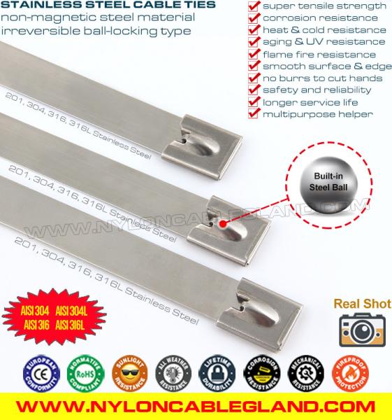 316, 304 Steel Cable Tie Wrap, 490lbs Metal Zip Tie Strap, Versatile Ball-Lock