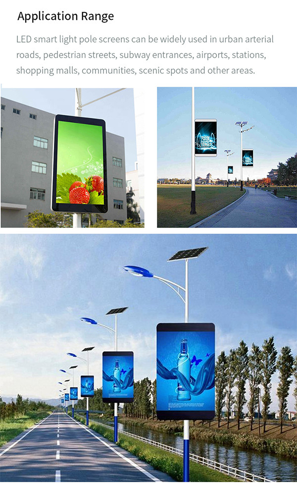 P4mm Smart LED Panel Street Road Advertising LED Lamp Post Banner
