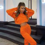 Casual 2 Piece Sweatpants Set Womens Women Cropped Hoodie Jogger Set