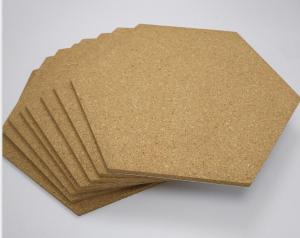 China China Wholesale 12'' Hexagon Adhesive Cork Tile for Notice Bulletin Board in Nature Color factory