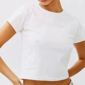 China Thin Blank Shirt For Woman Cotton Breathable T-shirt Short Top Crew Neck Knitted Popular factory