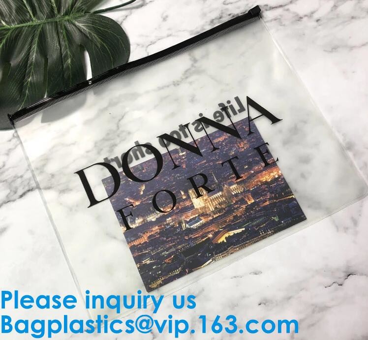 k Plastic Bags Packaging Custom Clear Poly Pvc Slider Zipper Bag, Standup Cosmetics Packaging PVC Slider Bag