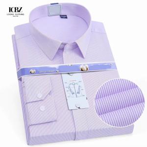 China Formal Office Men's Shirt Short Long Sleeve Dress Shirt in Viscose/Polyester/Spandex factory