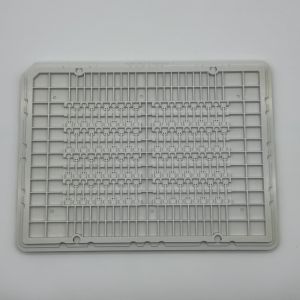 China Flexible Customized Tray Pocket Size 25.7*6.4*0.41mm Chip Tray White ABS Semiconductor Chip Loading Tray factory