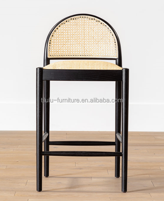 Modern Dining Furntiure Solid Wood PU Leather Bar Chair for Restaurant Furniture