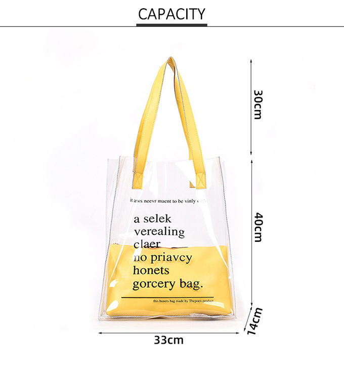 L33*D14*H40 Cm Reusable Custom Clear PVC Handbags