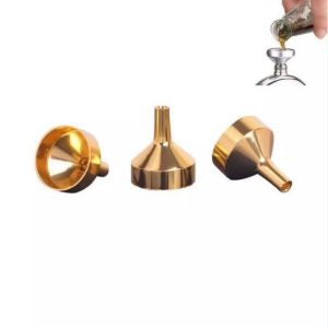 Glossy Gold Essential Oil Funnel , Silver Metal Perfume Funnel For Perfume Atomizer
