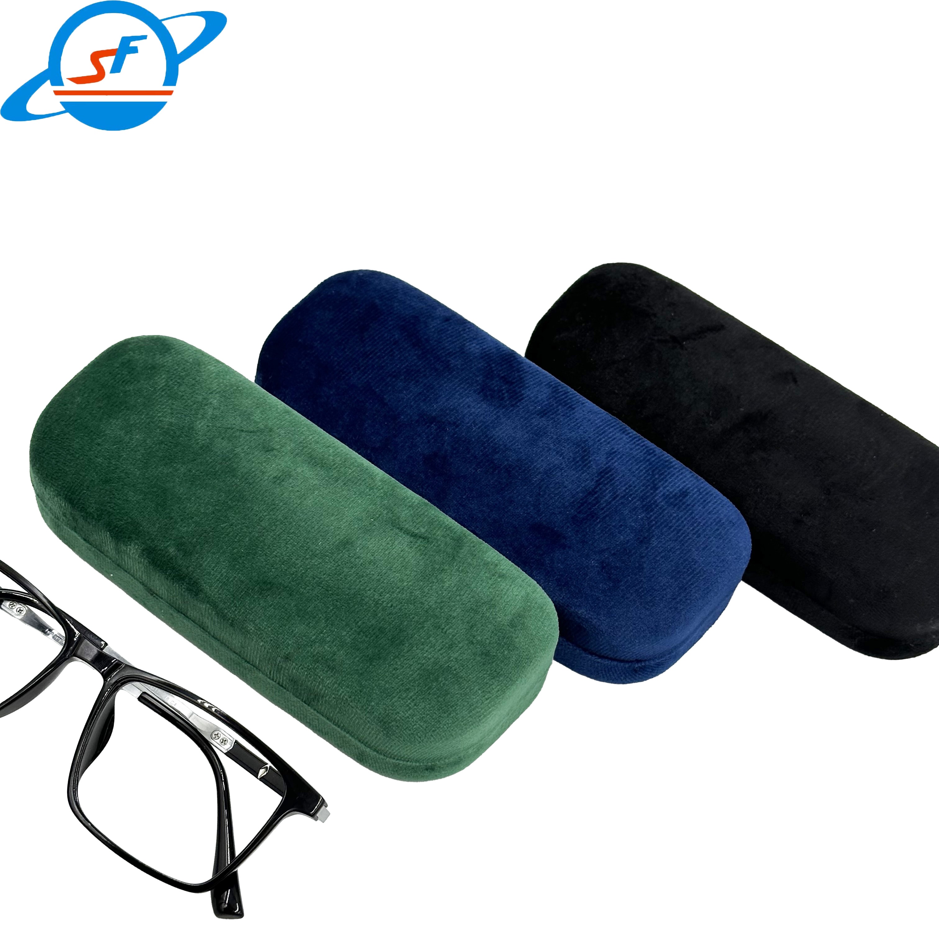 Imitation Leather Flocking Foldable Eyeglass Case Bag Damage Resistant