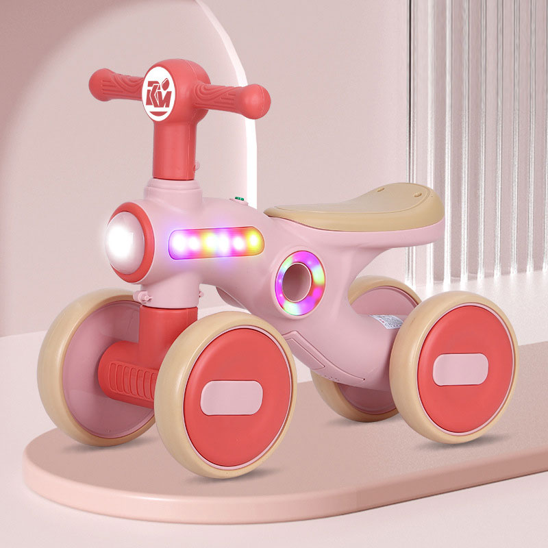 Non-Pedal 4 Silent Wheels Riding Toys White Balance Bike for Kids Ideal Birthday Gift
