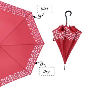 China Semi Automatic J Shape Straight Handle Umbrella Pongee Panel factory