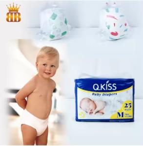 China Baby Diaper Customized Printed Magic Tape Baby Diaper With Q.Kiss Diaper factory