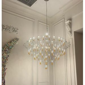 China LED Crystal Raindrop Chandelier for Hotel Lobby Large Living Room Decorative Hanging Lamp on sale
