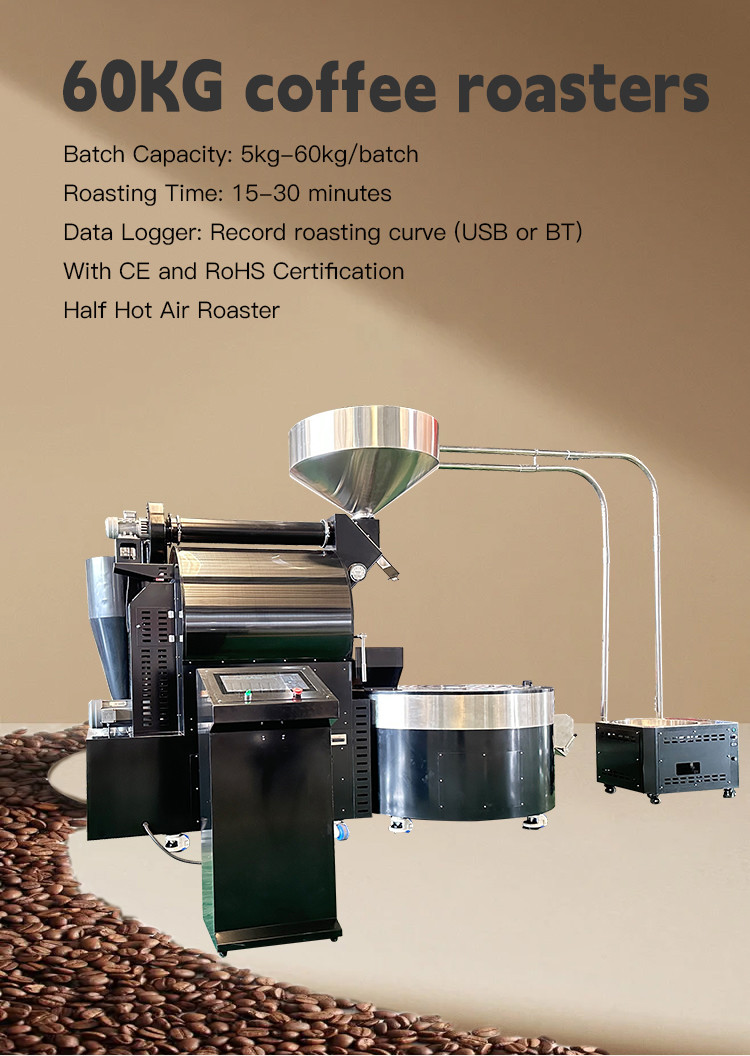 60kg Automatic Cacao Commercial Coffee Roaster Coffee Bean Roaster Manufacturer