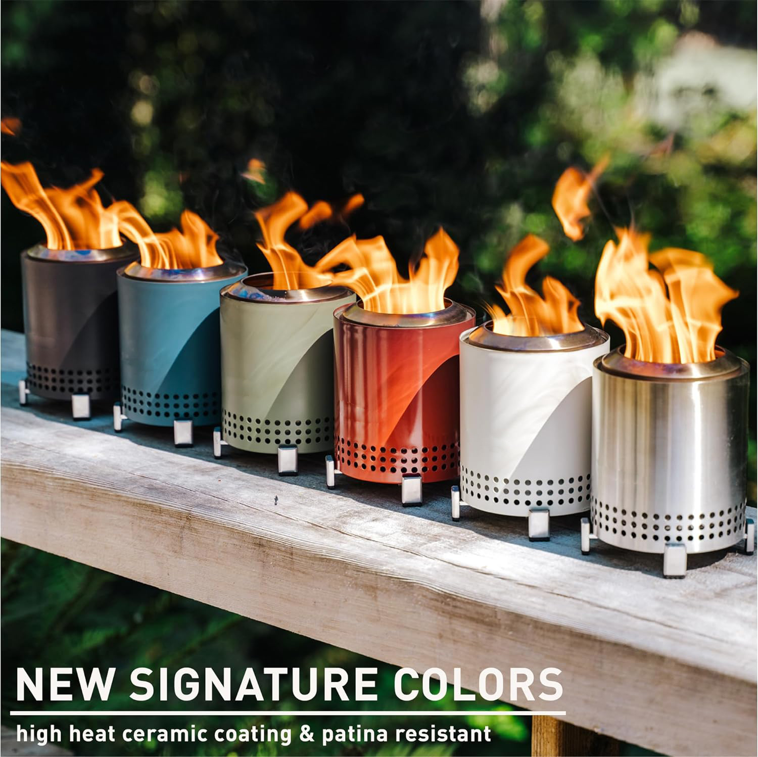 Outdoor Camping Stainless Steel Tabletop Fire Pit with Smokeless Wood Pellet Burning