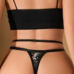 Valentine Womens Underwears Black Thong Lingerie G String Lace T Back Strappy