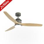 52 Inch Bldc Remote LED Ceiling Fan 3 Natural Solid Wood Blades