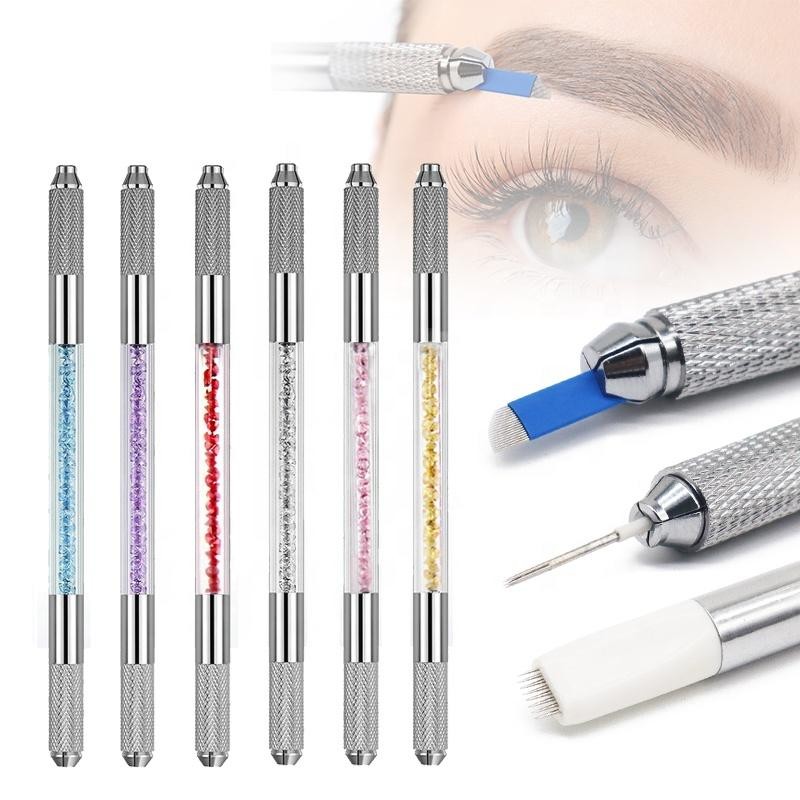Crystal Microblading Tattoo Pen Double Headed Microblading Permanent Eyebrow Makeup