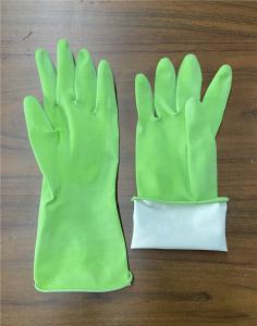China Spray Flocklined M 45g Rubber Kitchen Dish Wash Gloves Green factory