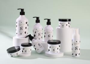 China Milk Body Wash Bottles 200ml 300ml With Lotion Pump Round Shape Container factory