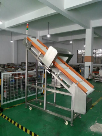 Auto Conveyor Metal Detector 4015 for foods inspection (inclined model with special belt)