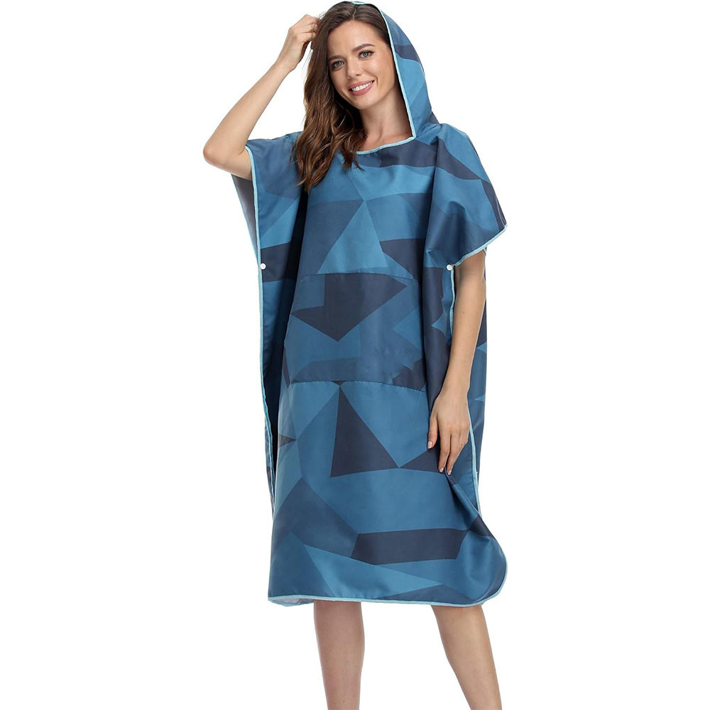 Adult Windproof Outdoor Change Bath Robe Printed Surf Hooded Poncho Towels