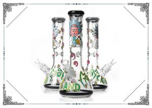 China 7MM Glass Water pipes Hand Drawing Art Bong Glass Smoking Hookah Beaker Bongs factory