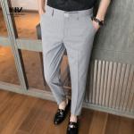 Slim Fit Office Trousers in Black Perfect for Formal Business Attire Zipper Fly