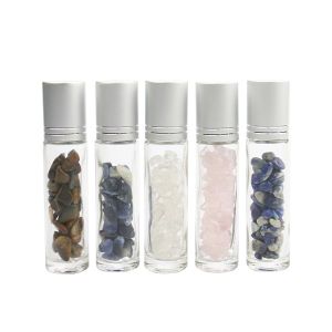 China 1ml Natural Gemstone Roller Ball Bottle Custom Roll On Tube With Stone Rollers Applicator factory