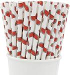 1/4 inch Beverage Watermelon Paper Straws For Juices Drinks