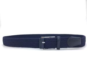 China Dark Blue Mens Elastic Woven Stretch Belt With Pin Buckle Wide 1-3/8 Inches factory