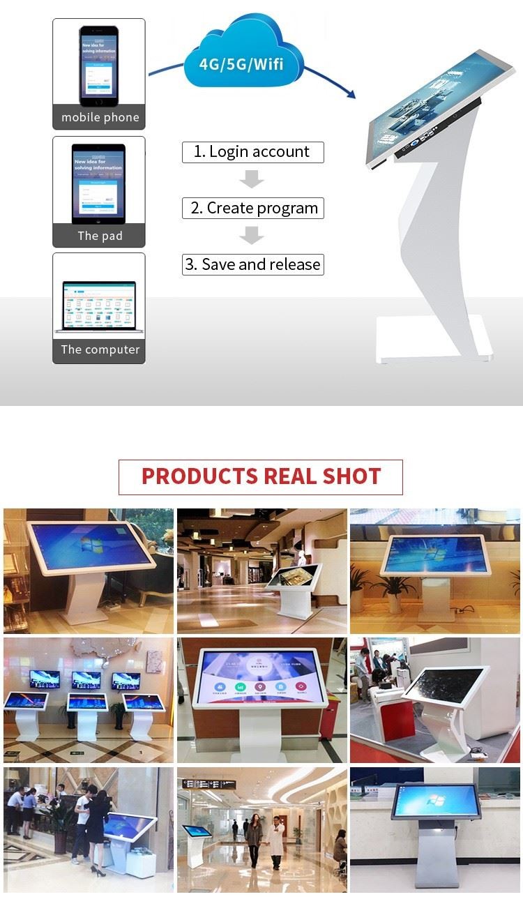 High Resolution horizontal Interactive LCD Digital Signage Touch Screen Kiosk