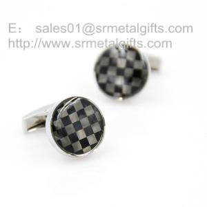 China 18mm glass top mother of pearl round cufflinks, plaid mother of pearl cufflinks in stock, factory