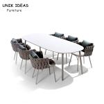 Rattan Outdoor Wicker Dining Chairs With Arms Waterproof Patio Rope Woven 200cm