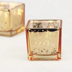 China Votive Colorful Tea Light Holders Square Mercury Colored Tea Light Candle Holders factory