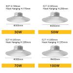 E27 Led High Bay Lights 4000k E40 30w 50w 70w Low Bay Industrial Hanging Lights