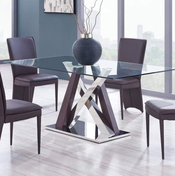 Tempered Glass 150cm Chromed Steel 52kgs Modern Dining Table