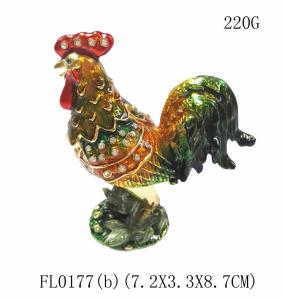 China Decorative Alloy Rooster Jewelry Boxes High quality rooster shape jewelry box factory