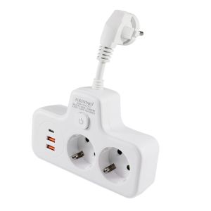 EU Power Socket Extender with 2 USB Ports and Type-C 250V