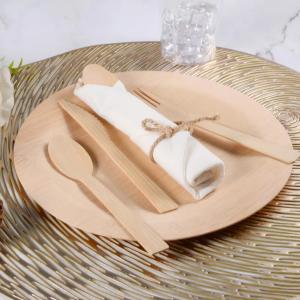 China Compostable Biodegradable Travel Reusable Wooden Cutlery Sets Bulk Spoon Knife Fork Birch Disposable Wooden Cutlery factory