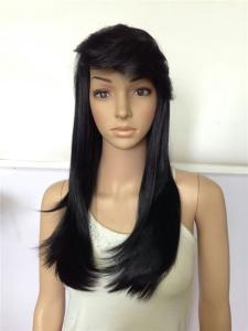 China High Temperature Fiber Long Straight Synthetic Wigs With Bangs factory