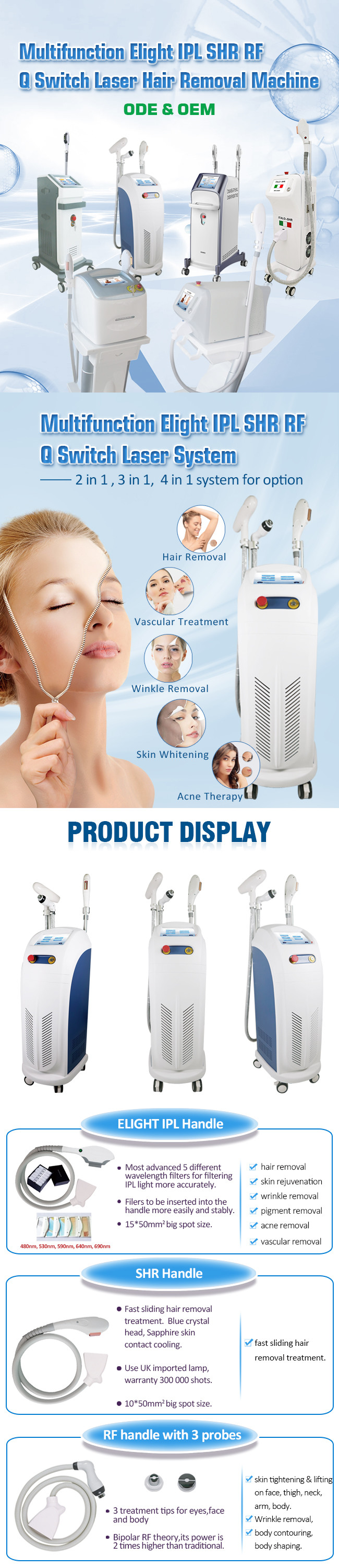 590nm 640nm Shr Ipl Laser Hair Removal Mini Rf Radio Frequency Facial Beauty Machine